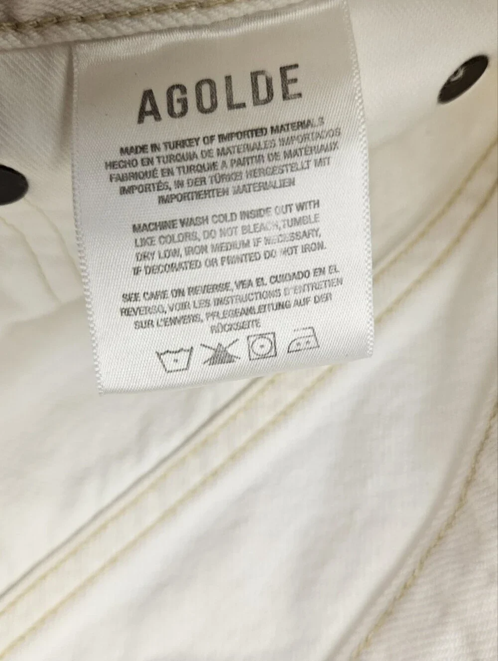 Agolde Jeans Women’s Size 30 Button  Fly Straight High Rise White Denim Jeans